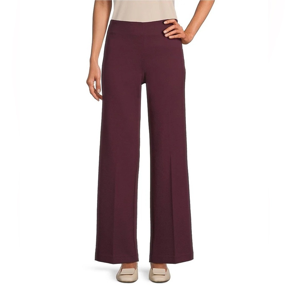 J. Mclaughlin Burgundy Carter Stretch Knit Wide Leg Pants